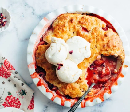 Cherry Balsamic Crumble Cobbler